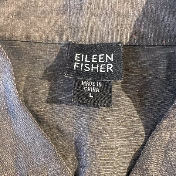 Eileen Fisher Linen Silk Band Collar Shirt size L - Picture 8 of 11